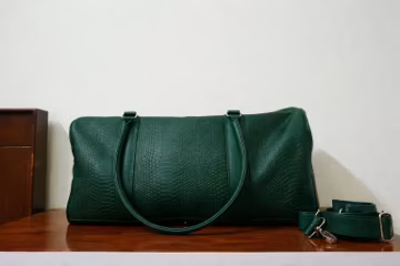 Python Embossed Leather Duffle Bag – Travel Weekender, Gym Carry-On Luggage
