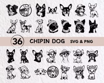 Chipin Dog SVG Bundle: Silhouette Clipart, Vector Cut Files