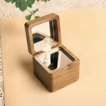 Birthday Gift Personalized Wood Vintage Ballerina Custom Engraved Music Box Mirror Music Box Anniversary Music Box Unique Gift for Girl