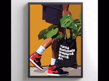 Black Man With Plant Art, Black Boy Art, Black Art, Black Culture Art, Digital Download, Trendy Masculine Decor, Urban Lifestyle, Wall Decor
