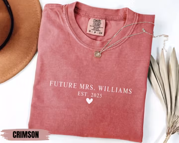 Engagement Gift for Her Future Mrs Personalized Comfort Colors® Shirt with EST Year, Custom Engaged Era Fiancee Shirt Gift for Future Bride