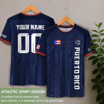 Custom Name & Number Puerto Rico Soccer Jersey, Puerto Rican Pattern Jersey, PR Flag Soccer Shirt, Puerto Rican Gifts, Soccer Team Jersey
