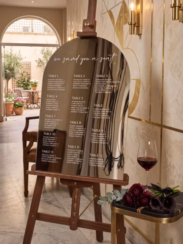 Acrylic Mirror Seating Chart: Wedding Guest Entry Decor Sign