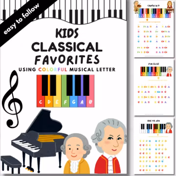Kids Classical Piano: Color-Coded Beginner Songs (PDF Download)