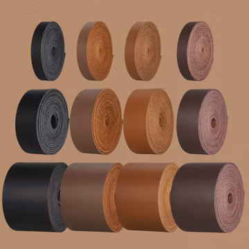 Top Grain Leather Strips: Black & Brown, 2mm Thick, 72" Long,0.5”to 2"Wide Leather Strap