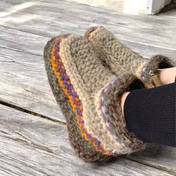 Wool Natural Slippers Natural Warm Room Slippers Hand-knit Wool Slippers Handwoven Slippers Warm Soft Slippers Socks Hand Knitting Slippers