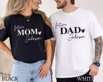 Comfort Colors® Personalized Future Mom and Dad T-Shirt: Pregnancy Announcement Gift