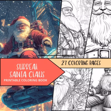 Christmas Santa Coloring Page,Digital Download,Xmas Coloring Page,Winter Holiday Snow Coloring, Holiday Coloring Pages, Santa Claus Coloring