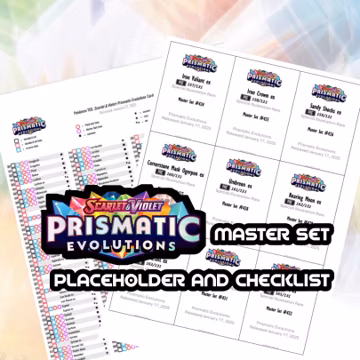 Pokemon TCG Prismatic Evolutions set Binder Placeholder and Checklist Master Card List Digital Download Scarlet & Violet