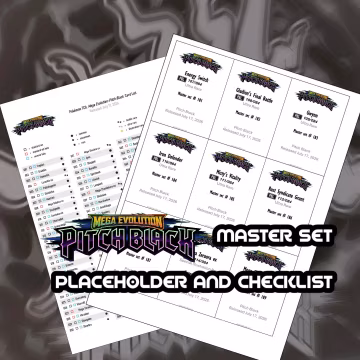 Pokemon TCG Pitch Black Set Binder Placeholder and Checklist Master Card List Digital Download Mega Evolution