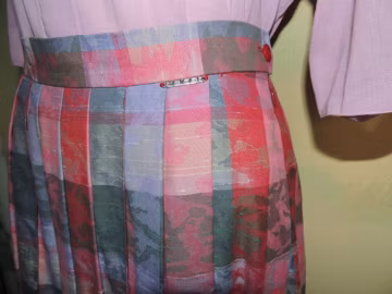 Vintage Geiger Austria Skirt, Wool Nylon Voile, Watercolor Print (Waist 29")