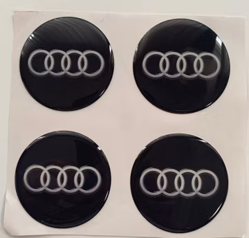 Set x 4 Self Adhesive Silicone Stickers Logo for Wheel Center Hub Caps / Rims Tuning / Epoxy Resin Emblem