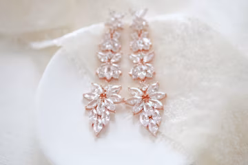 Rose gold Bridal earrings, Bridal jewelry, CZ drop Wedding earrings, Statement earrings, Cubic zirconia earrings, Rose gold Wedding jewelry