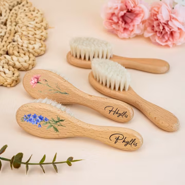 Personalised Baby Hairbrush,Custom Name Baby Brush with Birth Flower,Baby Shower Gift,Baby Girl Gift,Now Mom Gift,Baby Keepsake Gift