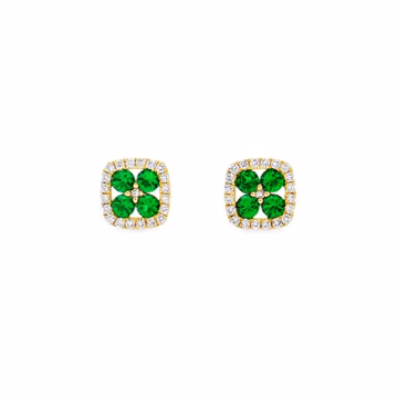 14K Yellow Gold Lab Grown Diamond Emerald Stud Earring | MZ9685