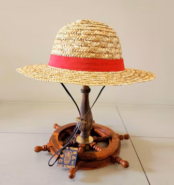 Large or Extra Large Luffy Straw hat - for cosplay or everyday wear - with Drawstring and wooden toggle One Piece