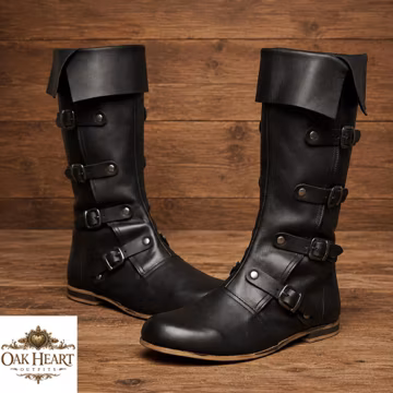 Medieval Viking Leather Boots – Renaissance Pirate Shoes for Ren Faire, LARP & Cosplay