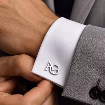 Personalized Groomsmen Cufflinks Gift Set, Custom Initial Cufflinks in Walnut Wood Box, Wedding Best Man Proposal & Thank You Gift for Men