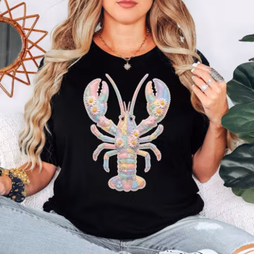 Lobster Shirt, Coastal Grandma Shirt, Beach Summer Shirt, Pastel Lobster Shirt, Ocean Lover Shirt, Sea Animal Tee, Print Only — Not a Patch