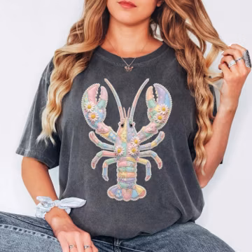 Comfort Colors® Lobster Shirt, Coastal Grandma Shirt, Beach Summer Shirt, Pastel Lobster Shirt, Ocean Lover Shirt, Cute Sea Animal Tee