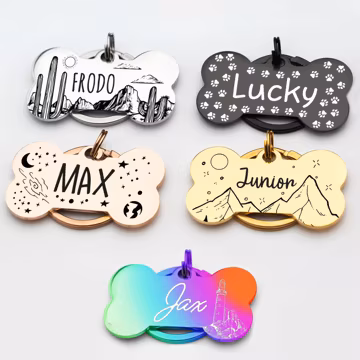Custom Engraved Pet ID Tag: Stainless Steel Bone Shape