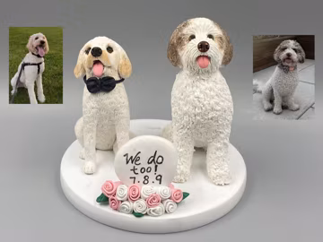 Custom Dog Birthday Cake Topper: Polymer Clay Pet Sculpture