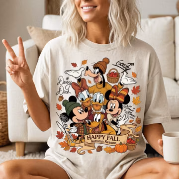Comfort Colors® Disney Mickey And Friends Happy Fall T-shirt, Mickey Fall Shirt, Disney Autumn Tee, Thanksgiving Tee, Disney Thnaksful Shirt