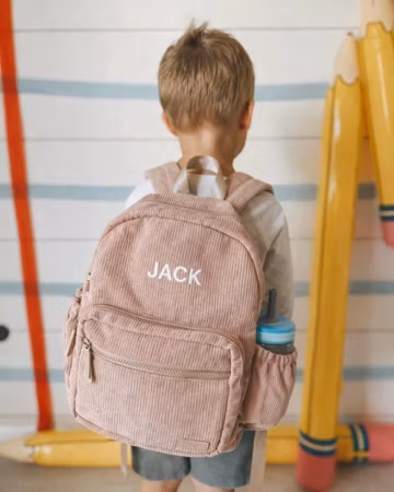 Personalized Boys Backpack|Custom Toddler Boy Birthday Gift|Daycare Book bag|Corduroy bag with Name|Babyboy Diaper Bag |Embroidered Gift