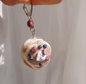 Stack of Pancakes Keychain - Hand sculpted - Hand Painted - Bag charm - Pancakes bag charm