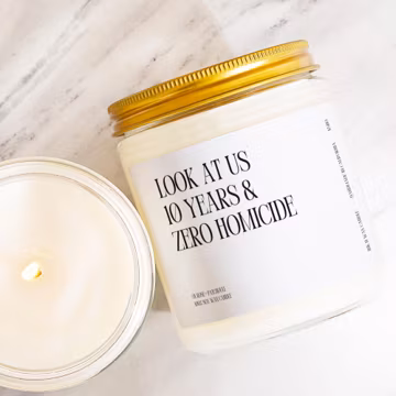 10th Anniversary Gift Candle Funny Tenth Wedding Anniversary Present Couple Marriage Milestone Personalized Keepsake Decor K5110