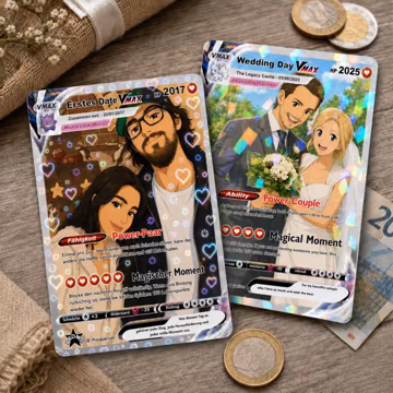 Personalized Anniversary Card, Custom Pokemon Card, Anime Wedding Card, Anniversary Gift for Couple, Valentine's Day Gift for Him Her