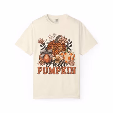 Hello Pumpkin Pumpkin T-Shirt | Leopard Fall Rustic Autumn Tee