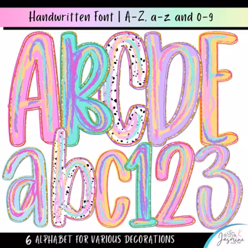 Brush stroke Summer Alphabet png clipart, Letter and Number Bundle, Preppy Doodle, Sublimation Alpha set, Coquette Spring