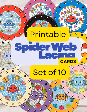 Spider Web Lacing Cards: Fine Motor Activity (Digital Download)