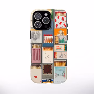 Vintage Matchbox Phone Case, Retro Advertising Aesthetic iPhone 16 - Samsung s22 Cover - Mid-Century Graphic Design, Brown Collage Style Old