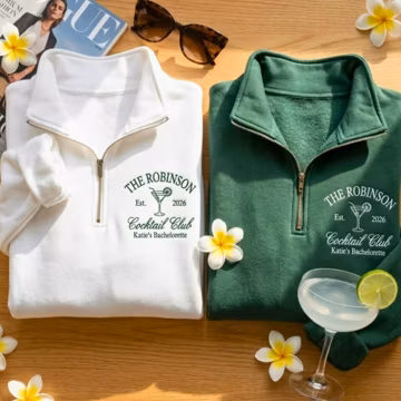 Embroidered Custom Bachelorette Quarter Zip Sweatshirt: Bridal Party Gift Crewneck