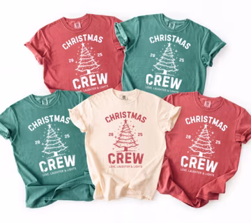 Comfort Colors® Christmas Crew 2025 T-Shirt, Vintage Holiday Family Matching Shirt