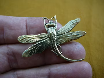 Dragonfly insect flying pond bug lover Victorian BRASS pin pendant brooch B-DRAG-150