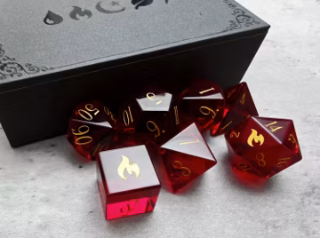 Inferno Crystal Glass Dice Set, Fire D&D Dice