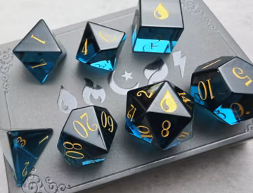 Crystal Glass Dice Set: Aqua Water Theme, D&D Dice
