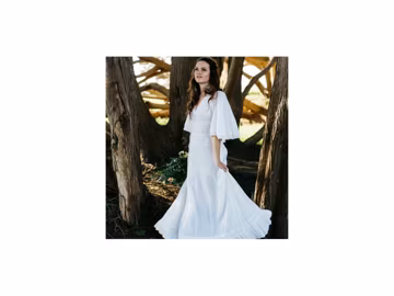 Vintage bell sleeve bohochic bridal gown
