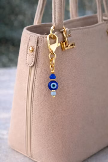 Evil Eye Bag Charm – Stainless Steel & Brass Zipper Pull, Wallet Charm, Gold or Silver