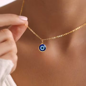Gold Plated Minimalist Evil Eye Necklace, Glass Evil Eye Necklace, Tiny Evil Eye Necklace, Talisman Necklace, Gift for her, Mom Gift, Gifts