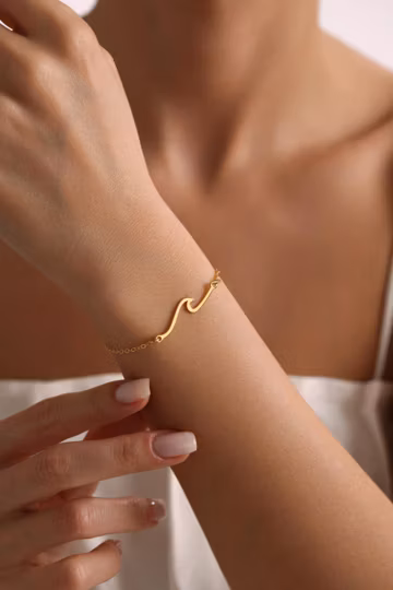 Tiny Ocean Wave Pendant Bracelet or Anklet, Surfer Bracelet, Beach Ocean for Bracelet Anklet, Christmas Gift, Summer Jewelry, Gift for her