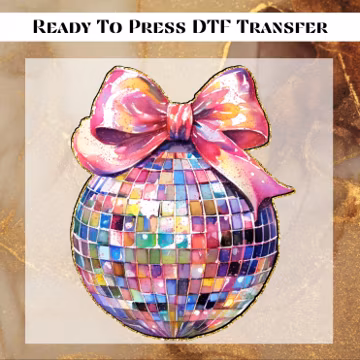 Coquette Bow Disco Ball DTF, Happy New Year 2025, Cute New Year's Eve Party, Family New Year, Winter Holiday, New Year Gifts
