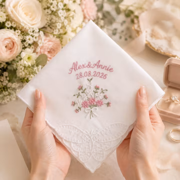 Personalized Wedding Handkerchief, Custom Embroidered For Happy Tears Handkerchief, Bridal Handkerchief Gift, Mother of the Bride Gift