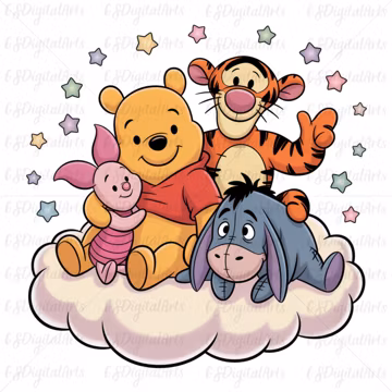 Winnie the Pooh Friends PNG, Pooh Tigger Piglet Eeyore PNG, Disney Friends Shirt Design, Cute Cartoon PNG