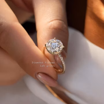 Lab Grown 3.5CT Round Diamond 14K Gold Engagement Ring
