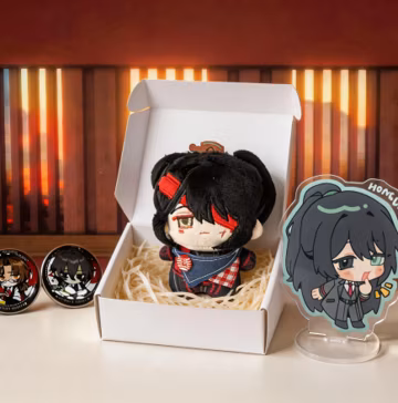 Hong Lu Fans Gift Set, 10cm Plush,Standee,Badges,Chibi Game Merch