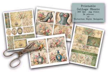 Victorian Floral Ephemera: Printable Junk Journal Snippets (Digital Download)